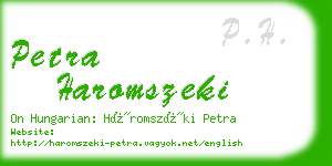 petra haromszeki business card